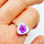 Real Narcissus Adjustable Ring Hand Made Heart White, thumbnail 2 of 9