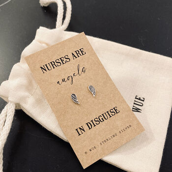 Nurses Are Angels Silver Earrings, 3 of 4