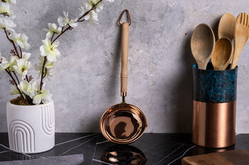 Handcrafted Copper Ladle With Wooden Handle, 3 of 5