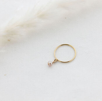 Gold Filled Rose Pearl Charm Stacking Ring, 9 of 11