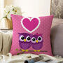 Pink Owl Couple Cushion Cover For Valentine's Day, thumbnail 1 of 4