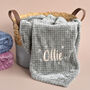 Personalised Grey Baby Blanket With Stars And Name, thumbnail 1 of 8