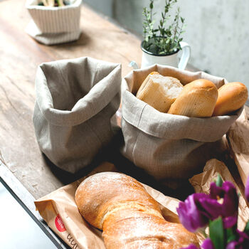 Natural Linen Storage Bread Basket, 2 of 5