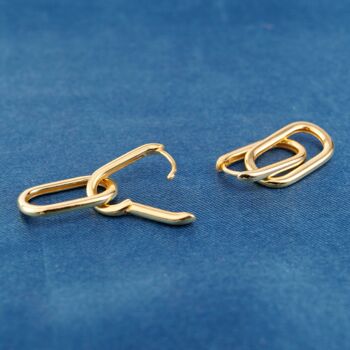 Gold Double Link Chain Earrings, Paperclip Earrings, Hanging Hoops, 4 of 7