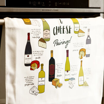 Wine And Cheese Pairings Personalised Tea Towel, 5 of 7