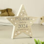 Personalised Born In Wooden Star Ornament Decoration, thumbnail 2 of 5