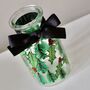 Green Holly Christmas Painted Bud Vase With Black Bow, thumbnail 2 of 6