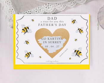 Personalised Father's Day Gift Scratch Voucher With Bumble Bees, 2 of 3