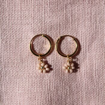 Daisy Beaded Earrings On Gold Plated Hoops, 7 of 12