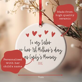 To My Sister On Her First Mothers Day Ceramic Keepsake, 2 of 2
