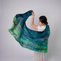 100% Mulberry Silk Scarf, Emerald Green, Aurora Borealis In Gift Box, thumbnail 3 of 10