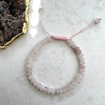 Roze Quartz Bead Adjustable Cord Bracelet, 4 of 7