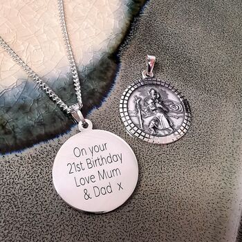 Mosaic Border St Christopher Personalised Necklace, 4 of 11