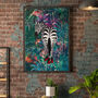 Zebra In Heels In Tropical Flower Jungle Wall Art Print, thumbnail 1 of 6