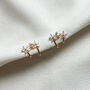 Cz 18k Gold Flower Stud Cuff Earrings, thumbnail 2 of 3