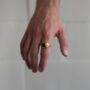 Men's Silver Black Quartz Gemstone Signet Ring, thumbnail 3 of 12
