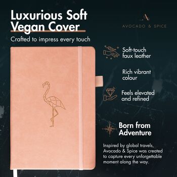 Pink Flamingo A5 Journal With Strap, Bookmark And Pen Holder, 5 of 7