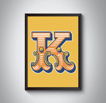 K Letter Bold Carnival Initial Art Print Circus Print, 2 of 4
