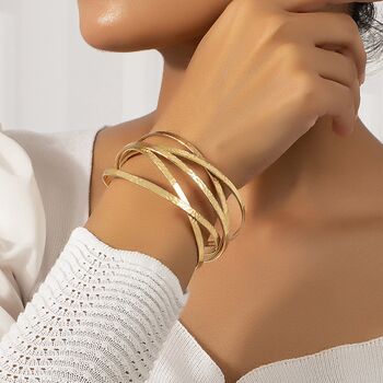Silver Plated Hammered Multi Band Russian Cuff Bangle, 2 of 9