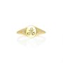 Mini Initial And Diamonds Signet Ring Gold/Silver, thumbnail 9 of 12
