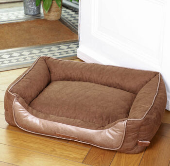 Luxury Quilted Dog Bed With Faux Leather, 3 of 7