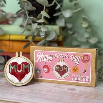 Happy Mother's Day Heart Mini Cross Stitch Kit, 2 of 11