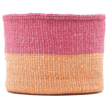 Dusky Pink And Sand Duo Colour Block Basket, 3 of 9
