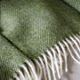 Forest Green Herringbone Wool Throw, thumbnail 2 of 5