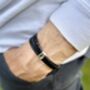 Engraved Black Wrap Bracelet Memorial Pendant For Men Ashes Keepsake Cremation Jewellery, thumbnail 1 of 10