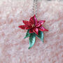 Poinsettia Christmas Flower Necklace, thumbnail 2 of 6