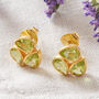 Green Peridot Teardrop Gold Plated Silver Stud Earrings, thumbnail 1 of 12