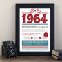 Personalised 60th Birthday Gift Print Life In 1964, thumbnail 5 of 10