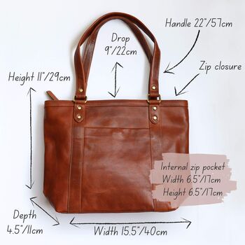 Handmade Vegetable Tanned Leather Tote Bag, 5 of 5