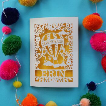 Personalised Papercut Bon Voyage Card, 6 of 9