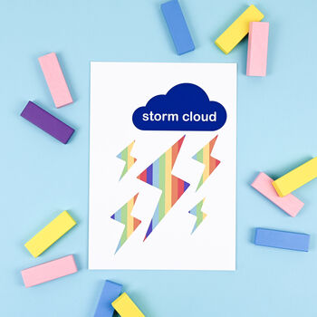 Rainbow Lightening Storm Cloud Art Print, 2 of 4