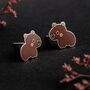 Girls Sterling Silver Capybara Stud Earrings, thumbnail 4 of 6
