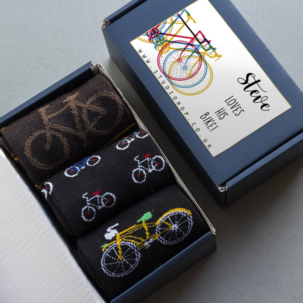 Personalised Bicycle Enthusiast Men's Socks In A Box By Studio Hop
