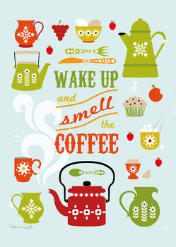 Wake Up And Smell The Coffee Retro Style Art Print, 2 of 2