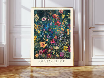 Set Of Two Gustav Klimt Inspired Flower Art Prints, 3 of 3