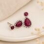 Sterling Silver Natural Ruby Teardrop And Round Stud Earrings – 13mm, thumbnail 3 of 11