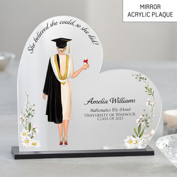 Personalised Graduation Daisy Heart Plaque Gift, 4 of 11
