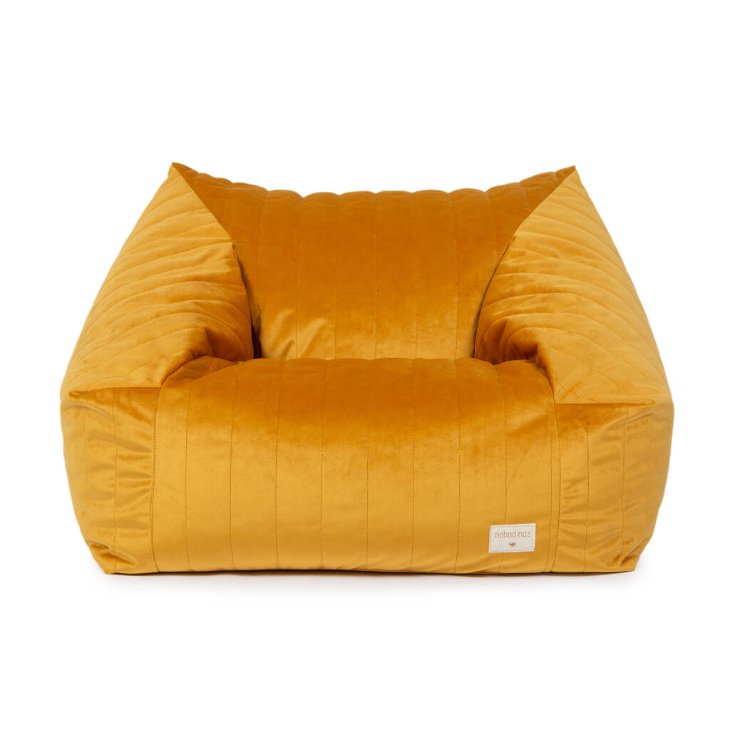 Armchair Beanbag In Yellow Velvet