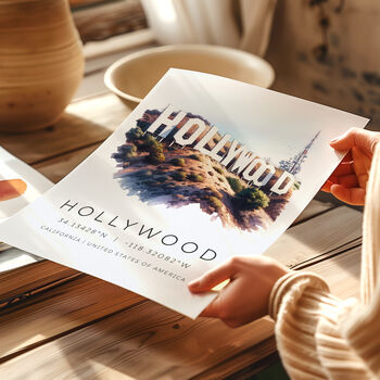 City Landmark Travel Poster Of Hollywood Los Angeles, 3 of 7