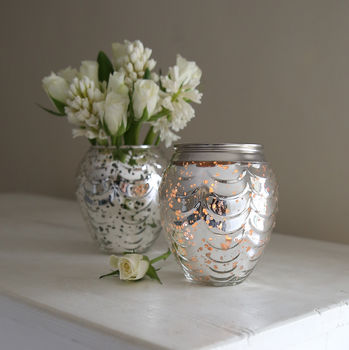 Silvered Ripple Glass Vase Or Tealight Holder, 3 of 3