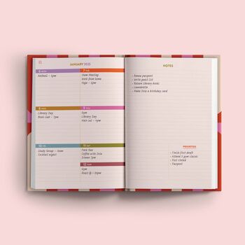 2025 Diary | A5 Hardcover Week To View | Pink And Red, 4 of 8