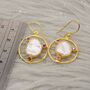 Pearl, Tourmaline Gold Plated Sterling Silver Earrings, thumbnail 5 of 5