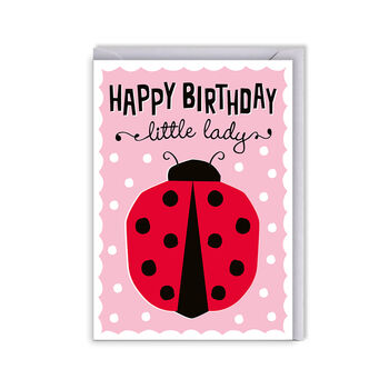 Kids Birthday Card Happy Birthday Little Lady, Cute Ladybug Design For Children, 2 of 2