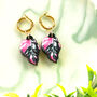 Pink Philodendron Leaf Plant Earrings, thumbnail 4 of 12