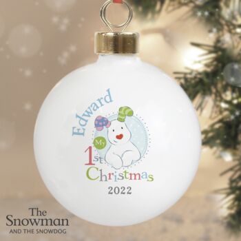 Personalised Snowdog My 1st Christmas Bauble, 2 of 4