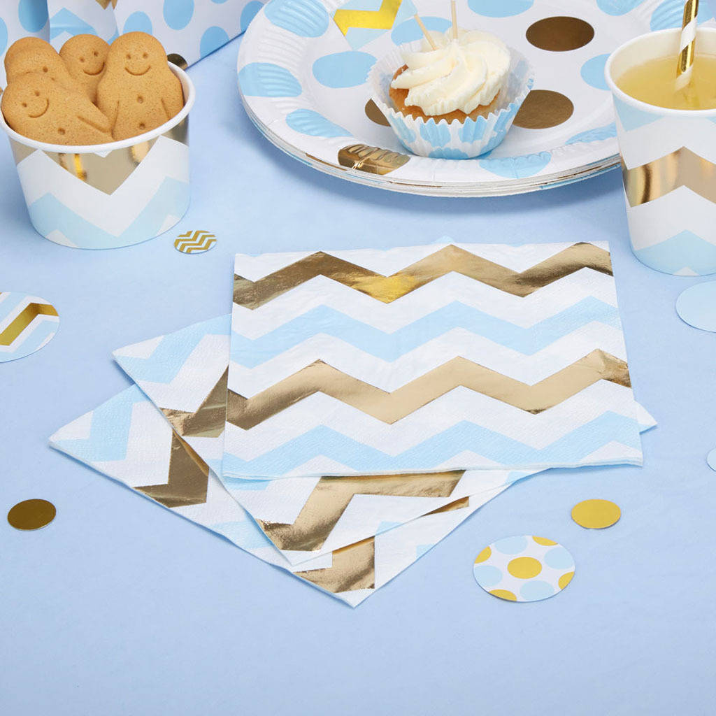 Blue Chevron Party Napkins By Bubblegum Balloons